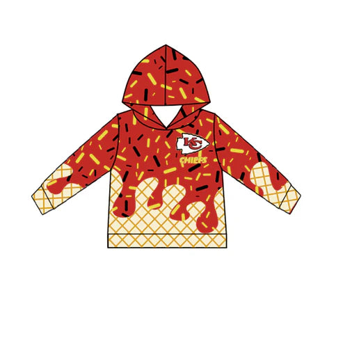 8.9 Custom Moq 5 Baby Boys Red KC Long Sleeve Drip Team Hoodies Tops