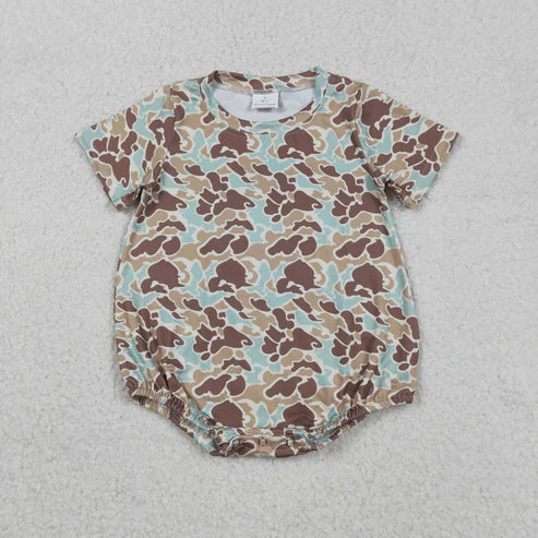 12.8 SR3449 Baby Boys Short Sleeve Southern Khaki Camo Romper