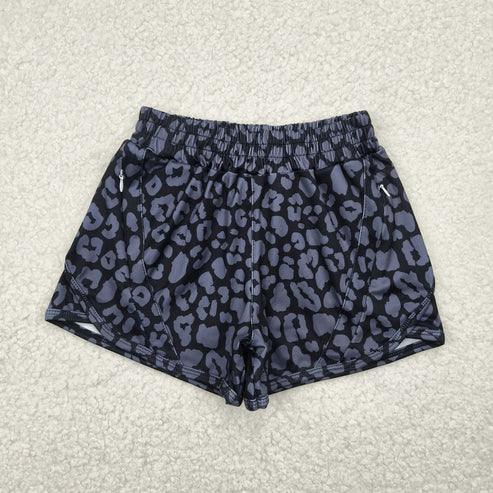 5.9 SS0467 Baby Girls Black Leopard Yoga Shorts Bottoms