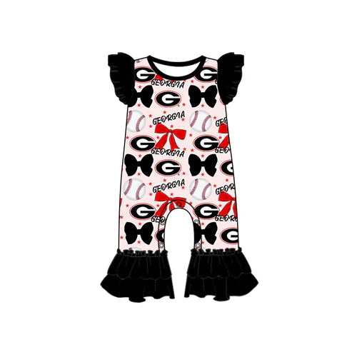 6.25  Custom Moq 3 each item Sibling Baby Girls Georgia Team Romper Dress Clothes Sets