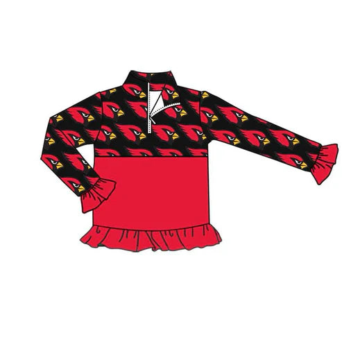8.1 Custom Moq 5 Baby Girls black red bird Team Zip Pullovers Tops