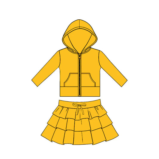 11.24 MOQ:5pcs GLD1528 pre-order baby girl clothes yellow toddler girl yoga skirt outfit