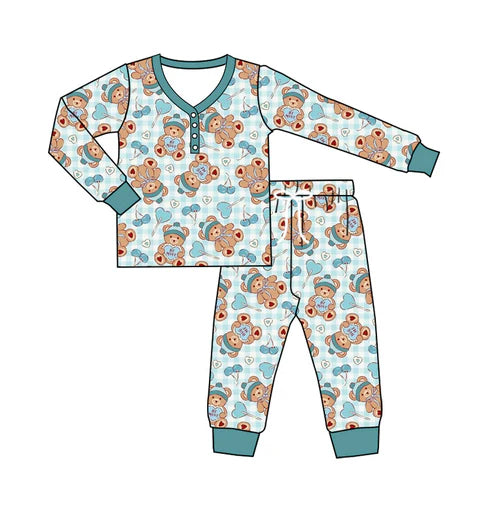 GLP2283 Adult Women Valentines Heart Bears Tops Pants Pajamas Preorder