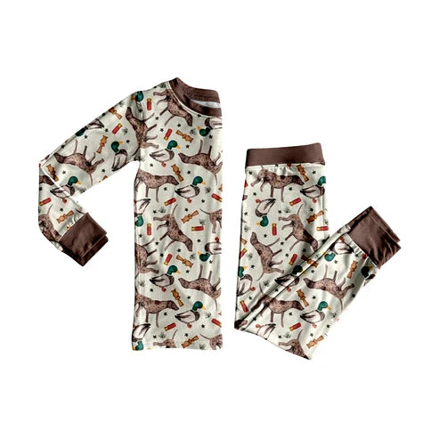 7.29 BLP1184 Baby Boys Long Sleeves Dogs Ducks Calls Top Pants Pajamas Set Preorder