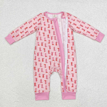 3.13 LR1843 RTS baby girl clothes boots western clothes pink baby girl winter romper-bamboo