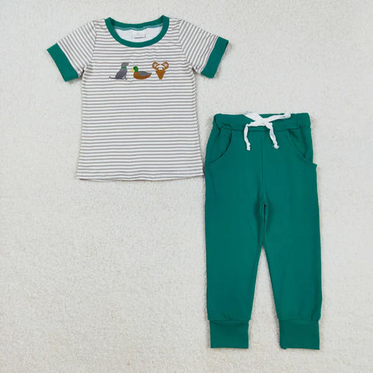 8.26 BSPO0154 Embroidery Baby Boys Stripes Duck Pants Clothing Set