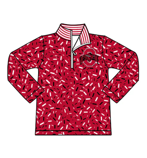 10.16 Custom Moq 8 Baby Boys Red Sprinkles Zipper Ohiostate Team Pullovers Top