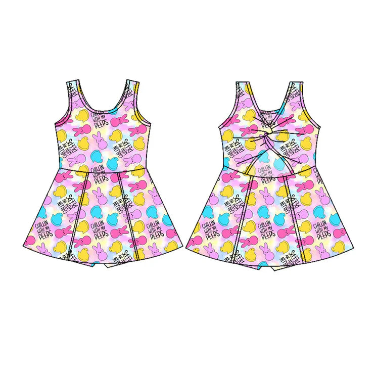 11.7 MOQ：5pcs GSD3052 pre-order toddler clothes rabbit girl easter yoga summer dress
