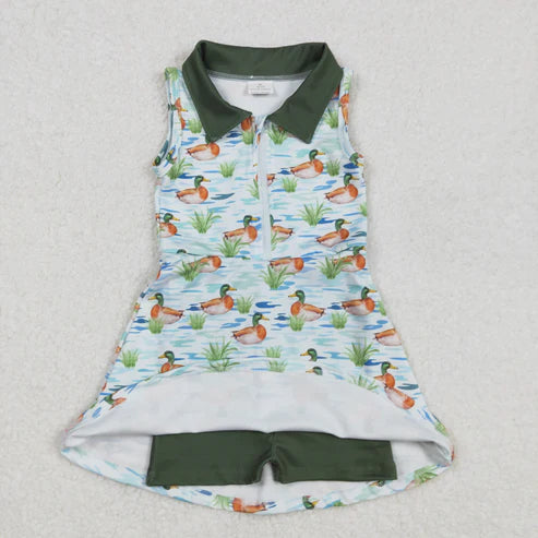 L-3.8 GSD1835 Baby Girls Mallard Ducks Athletic Shorts Dress