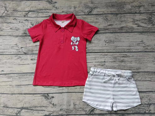 5.5 Baby Boys Elephant Team Tee Shorts Clothes Sets Preorder(moq 3)