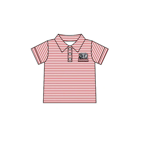 6.21 Custom Moq 3 Baby Boys Red Stripe Short Sleeves Button Alabama Team Polo Shirts Top