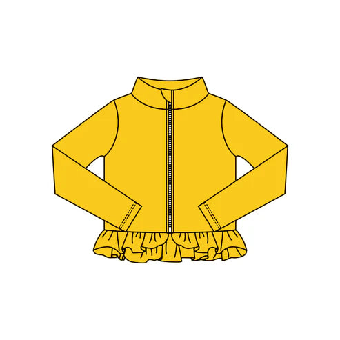 10.24 GT1331 Baby Girls Yellow Ruffle Yoga Zipper Jackets Top Preorder