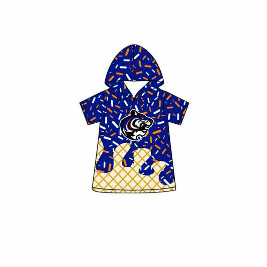 7.9 Custom Moq 3 Baby Boys Blue Leopard Short Sleeves Drip Team Hoodies Top