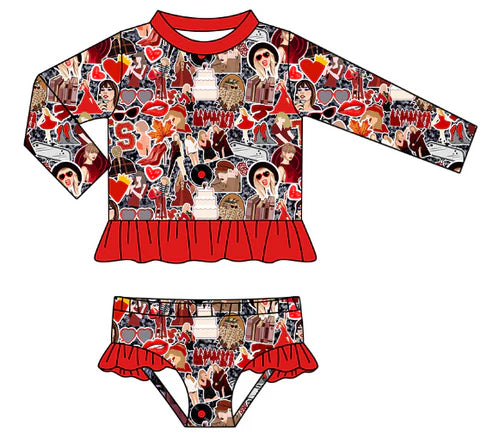 5.15 girls red country music singer swimsuit Two-piece