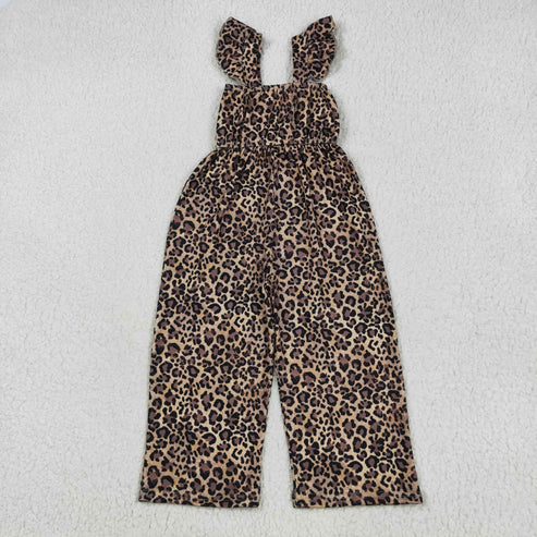 9.17 SR3054 Baby Girls Flutter Sleeves Leopard Bell Jumpsuit