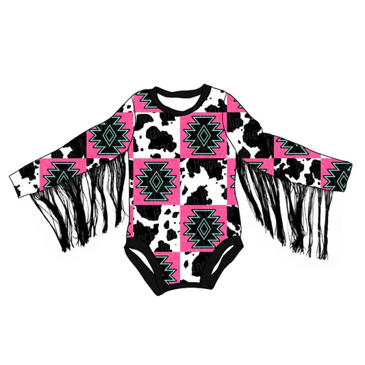 5.27 LR1936 Baby Infant Girls Western Aztec Tassel Long Sleeve Rompers preorder