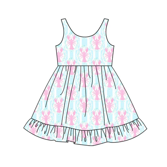 L-3.4 GSD1954 Baby Girls Pink Crawfish Sleeveless Knee Length Dresses preorder