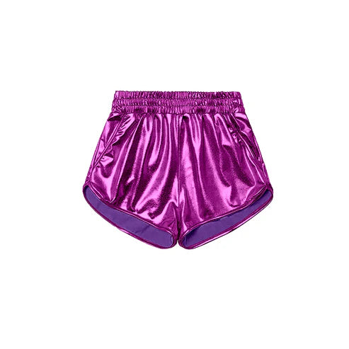 SS0412 Baby Girls Purple Pocket Leather Elastic Bottom Shorts Preorder