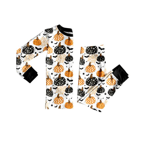 8.5 BLP1214 Baby Boys Ghost Bat Pumpkins Top Pant Halloween Pajamas Set Preorder