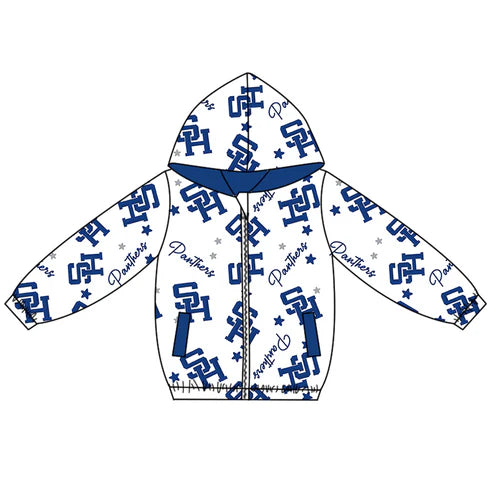 10.9 Custom Moq 5 Baby Boys Navy Panthers Team Zipper Hoodies Tops