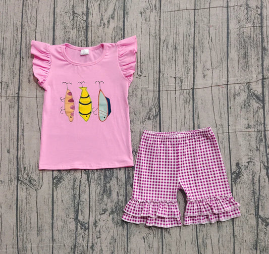 11.11 GSSO2795 pre-order baby girl clothes fish pink toddler girl summer outfit-real pic 2025.11.7 embroidery