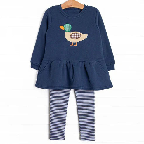 7.30 GLP2595 Baby Girls Navy Long Sleeves Ducks Tunic Legging Pant Set Preorder