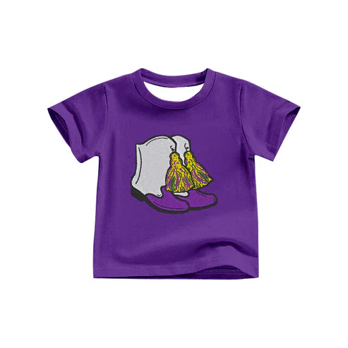 9.30 GT1254 Baby Girls Purple Short Sleeve Boots Mardigras Tee Shirts Top Preorder