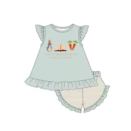 L-3.4 GSSO2112 Baby Girls Easter Rabbits Rabbits Carrots Tunic Shorts Clothes Sets Preorder