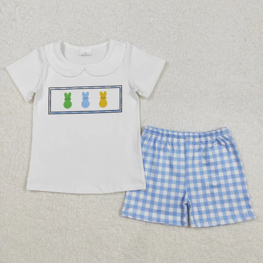 BSSO1243 Baby Boys Easter Rabbits Collar Shirts Shorts Clothes Set