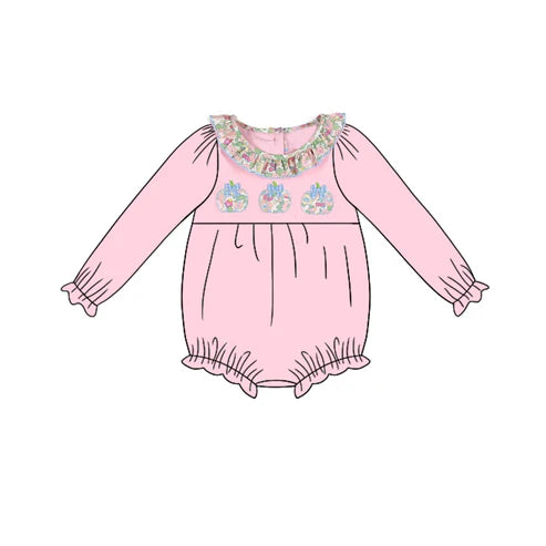 5.21 LR2200 Baby Girls Pink Long Sleeves Pumpkins Ruffle Rompers Preorder
