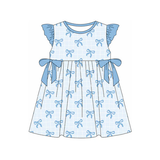 L-3.4GSD1969 Baby Girls Blue Bows Knee Length Dresses Preorder