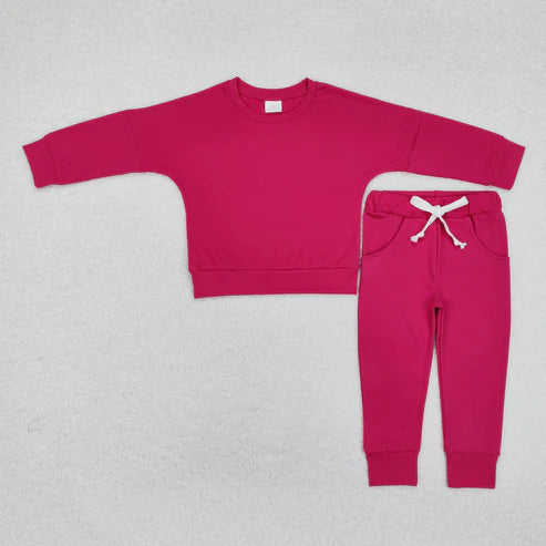 3.18 GLP2248 Baby Girls Wine Shirt Pants Sports Clothes Set
