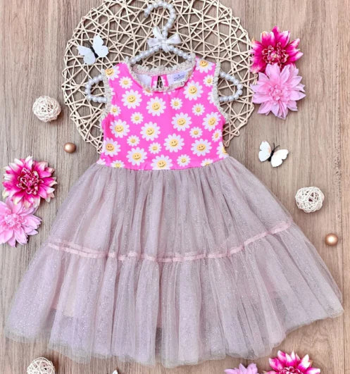 5.12 Girls pink sleeveless gauze skirt