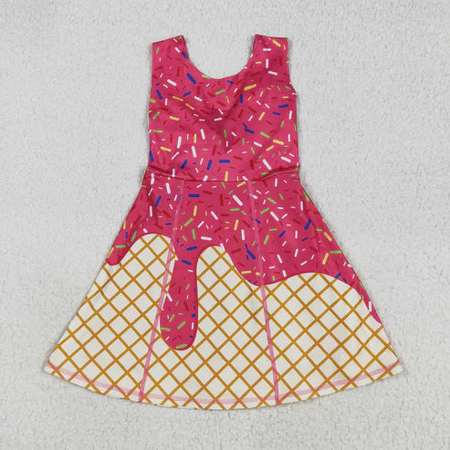 8.12 GSD2747 Baby Girls Watermelon Drip Sleeveless Shorts Team Yoga Active Knee Length Dress