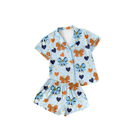 GSSO2297 Baby Girls Cartoon Dogs Bows Buttons Shirts Shorts Pajamas Clothes Sets preorder
