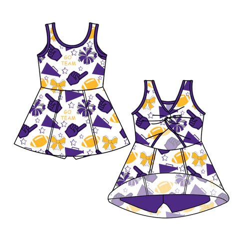 6.26 Custom Moq 3 Baby Girls Sleeveless LSU Team Skorts Knee Length Dress