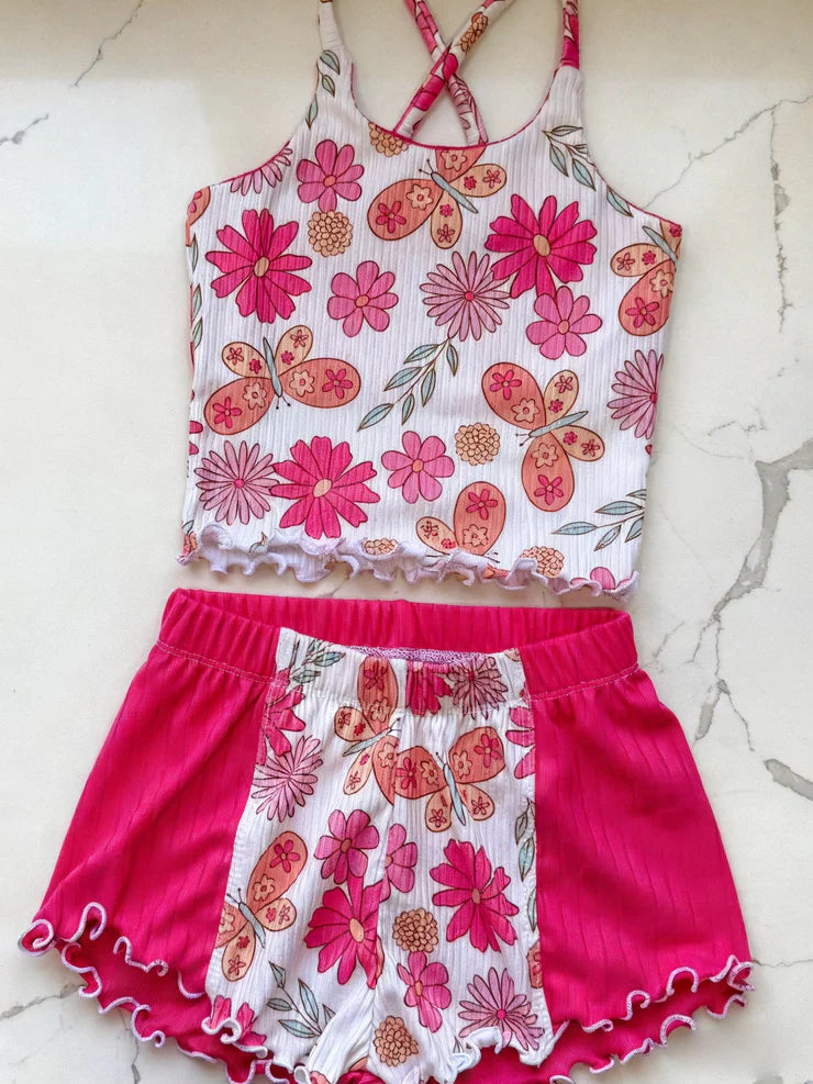 11.21 MOQ：5pcs GSSO2891 pre-order baby girl clothes flower toddler girl summer outfit