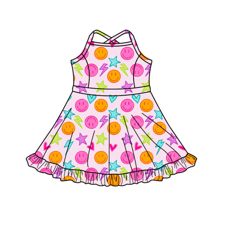 11.14 MOQ：5pcs GSD3089 pre-order toddler clothes smile girl yoga summer dress