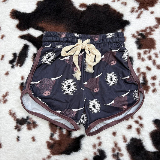 9.3 SS0087 Baby Girls Western Black Cow Sports Summer Shorts