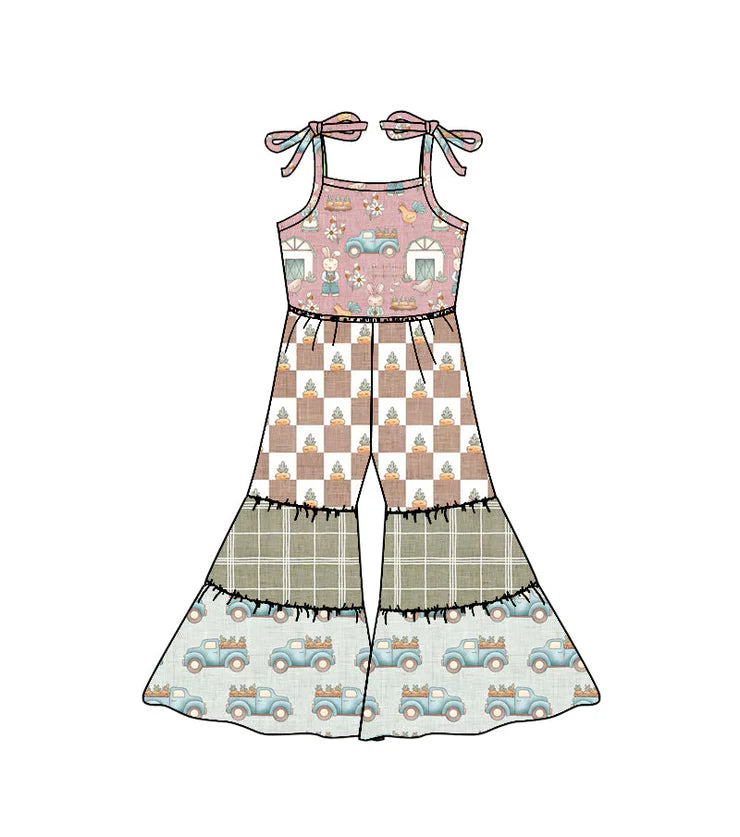 11.22 MOQ:5pcs SR3584 pre-order baby girl clothes rabbit girl easter summer jumpsuit
