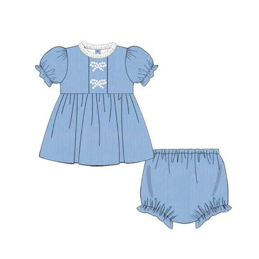 11.15 MOQ：5pcs GBO0486 pre-order toddler girl clothes blue girl summer bummies set