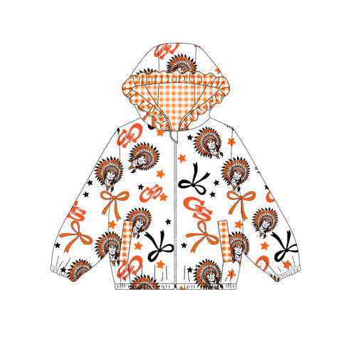 10.9 Custom Moq 5 Baby Girls Orange GS Team Zipper Hoodies Tops