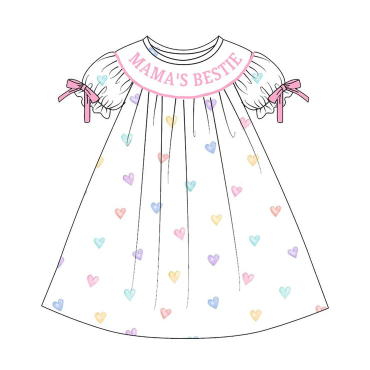 11.13 MOQ：5pcs GSD3082 pre-order toddler clothes mama’s bestie girl valentine summer dress