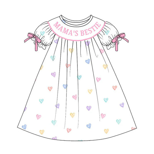 11.13 MOQ:5pcs GSD3082 pre-order toddler clothes mama’s bestie girl valentine summer dress