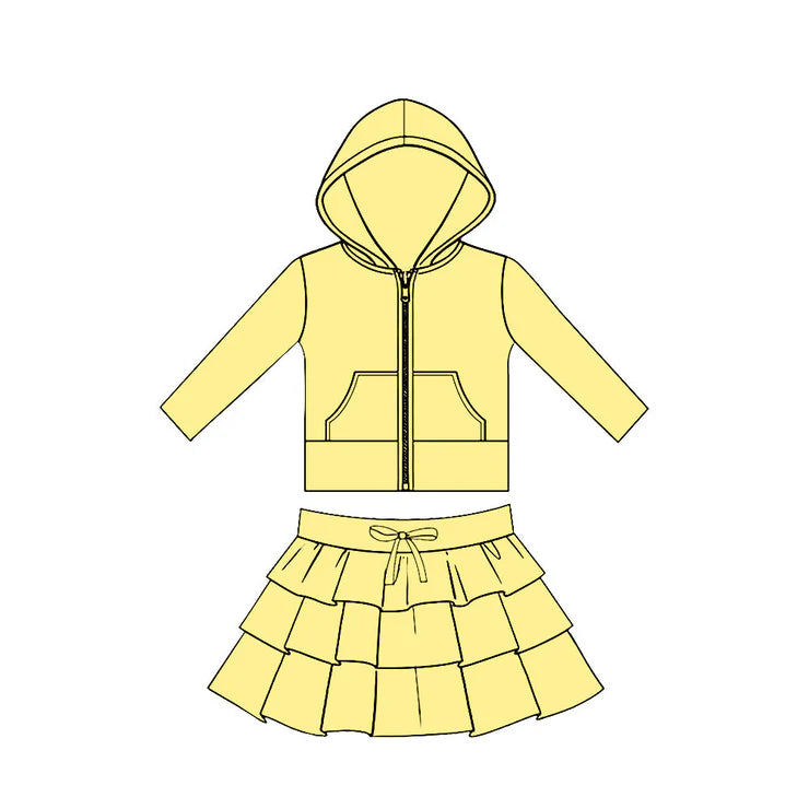 11.24 MOQ：5pcs GLD1531 pre-order baby girl clothes yellow toddler girl yoga skirt outfit