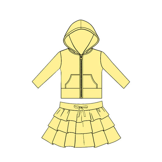 11.24 MOQ:5pcs GLD1531 pre-order baby girl clothes yellow toddler girl yoga skirt outfit