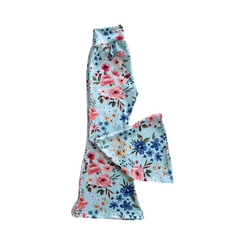 9.30 P0882 Baby Girls Flowers Bell Bottom Pants Preorder