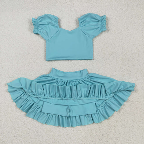 5.21 GSD2101 Baby Girls Aqua Yoga Shirt Skirt Active Wear Clothes Set