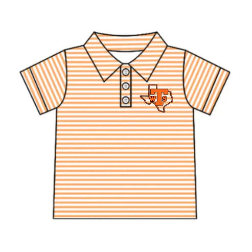 8.8 Custom Moq 5 Baby Boys Orange Stripes West Sabine Team Short Sleeve Tee Pullovers Shirts Tops