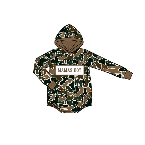 10.22 LR2796 Baby Boys Dark Brown Camo Mama's Boy Hoodie Rompers Preorder